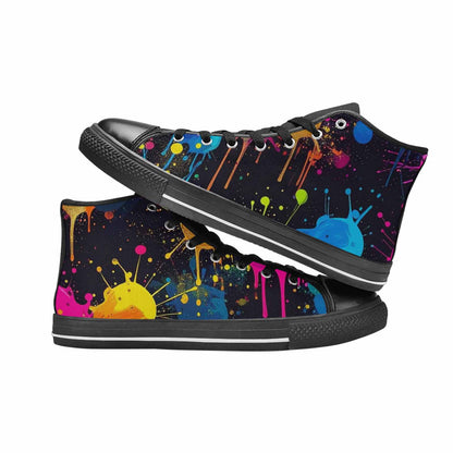 MEN'S Paint Splatter High Top Canvas Wallpaper Art Custom Sneakers