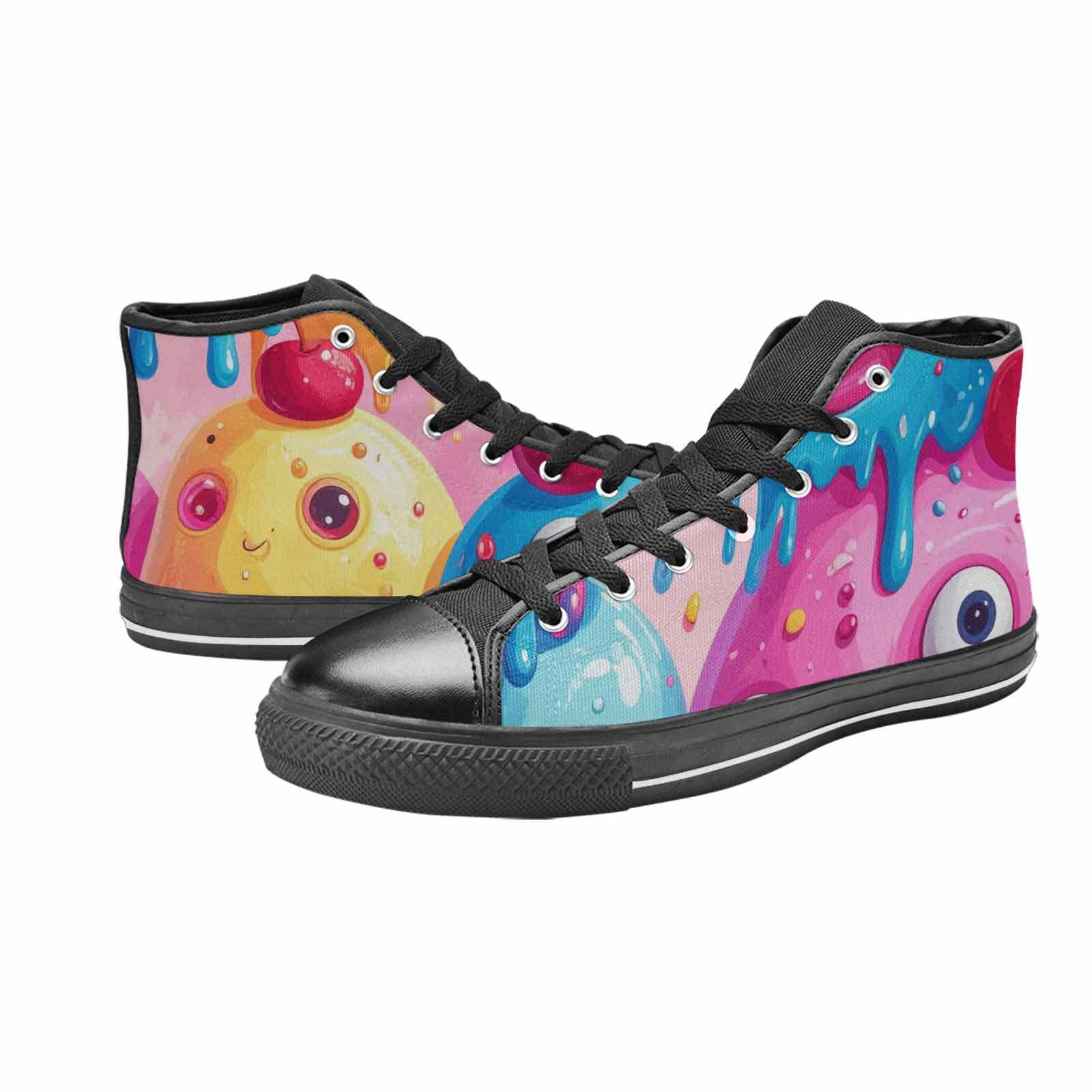 MEN'S Melting Icecream Monster Cherry High Top Canvas Vivid Custom Shoes
