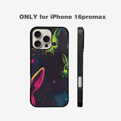 iPhone 16 Pro Max Case — Radioactive Ghost Bunny Skull Sm, Custom Designed Case Cover