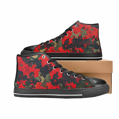 WOMEN'S Military Camouflage Blotch High Top Canvas Wallpaper Art Custom Sneakers
