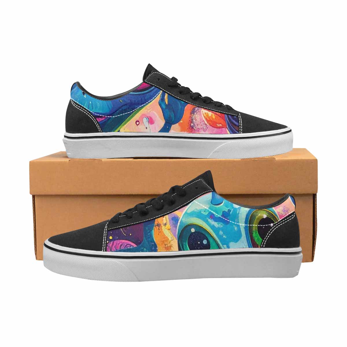 WOMEN'S Cartoon Alien Characters Canvas Lace-Up Vivid Custom Shoes
