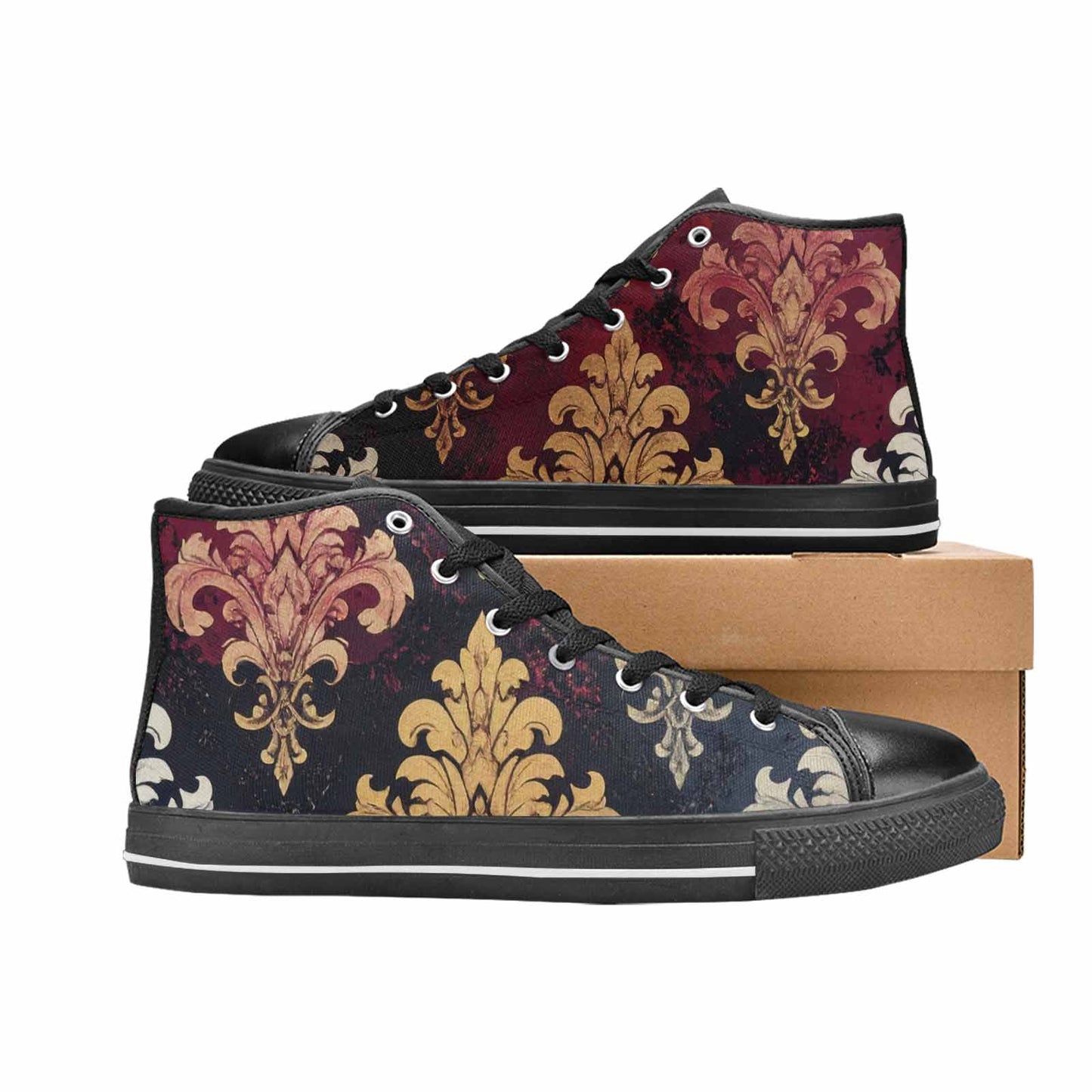 WOMEN'S Damask Ornamental Wallpaper High Top Canvas Vivid Sneakers