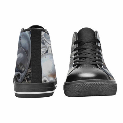 MEN'S Skulls Roses Chrome Airbrush High Top Canvas Vibrant Chaos Shoes