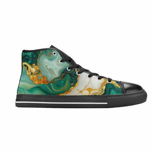 WOMEN'S Marble Gold High Top Canvas Cottagecore Sneakers