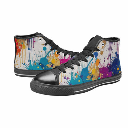 MEN'S Paint Splatter High Top Canvas Wallpaper Art Shoes