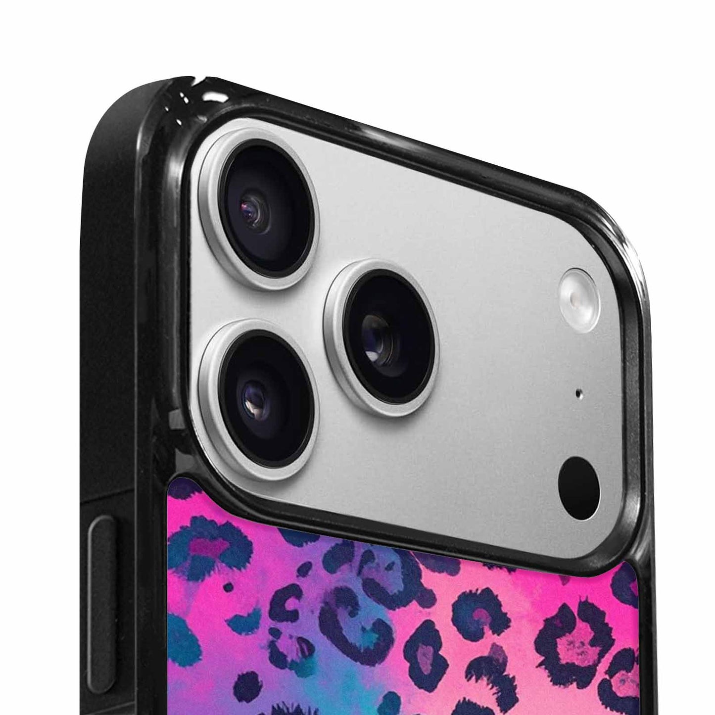 iPhone 17 Pro Max Case — Leopard Neon Pink Teal Airbrush Animal, Custom Designed Case Cover