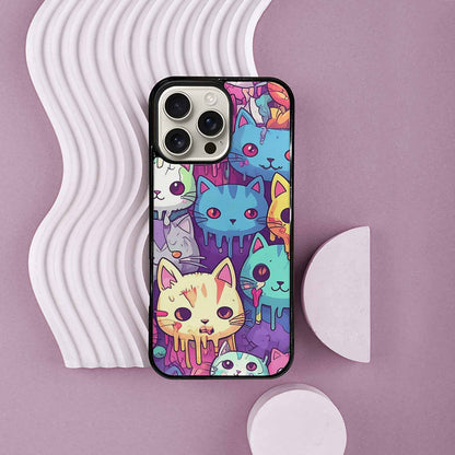 iPhone 16 Pro Max Case — Pastel Gore Cat Character Pattern Hundreds, Custom Print Case Cover