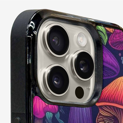 iPhone 15 Pro Max Case — Mushroom Psychedelic Art Seamless Pattern Vibrant, Custom Printed Phone Case