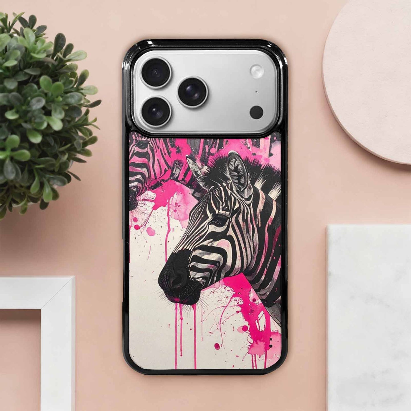 iPhone 17 Pro Max Case — Black &amp; Pink Ink Animal Print, Custom Phone Case
