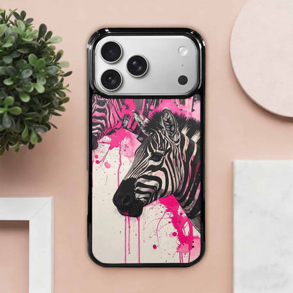 iPhone 17 Pro Max Case — Black &amp; Pink Ink Animal Print, Custom Phone Case