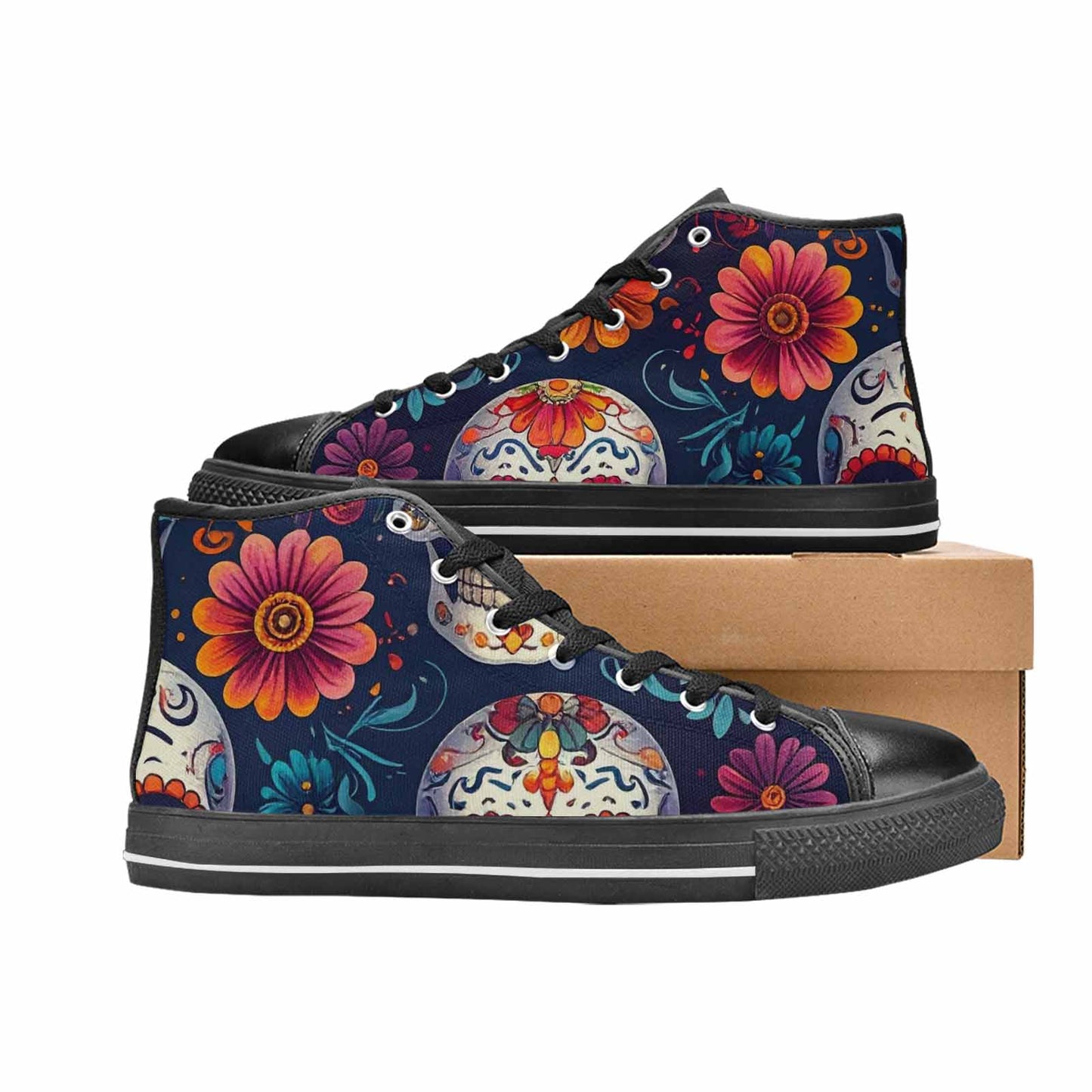 MEN'S Day Of Dead Sugar Skull High Top Canvas Y2K Shoes