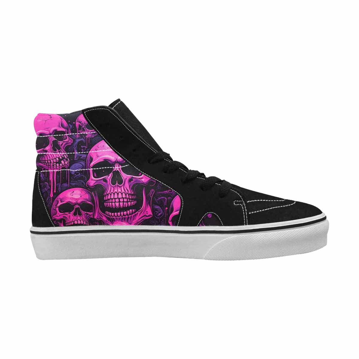 MEN'S Pink + Purple Skeletons High Top Canvas Melting Art Custom Sneakers