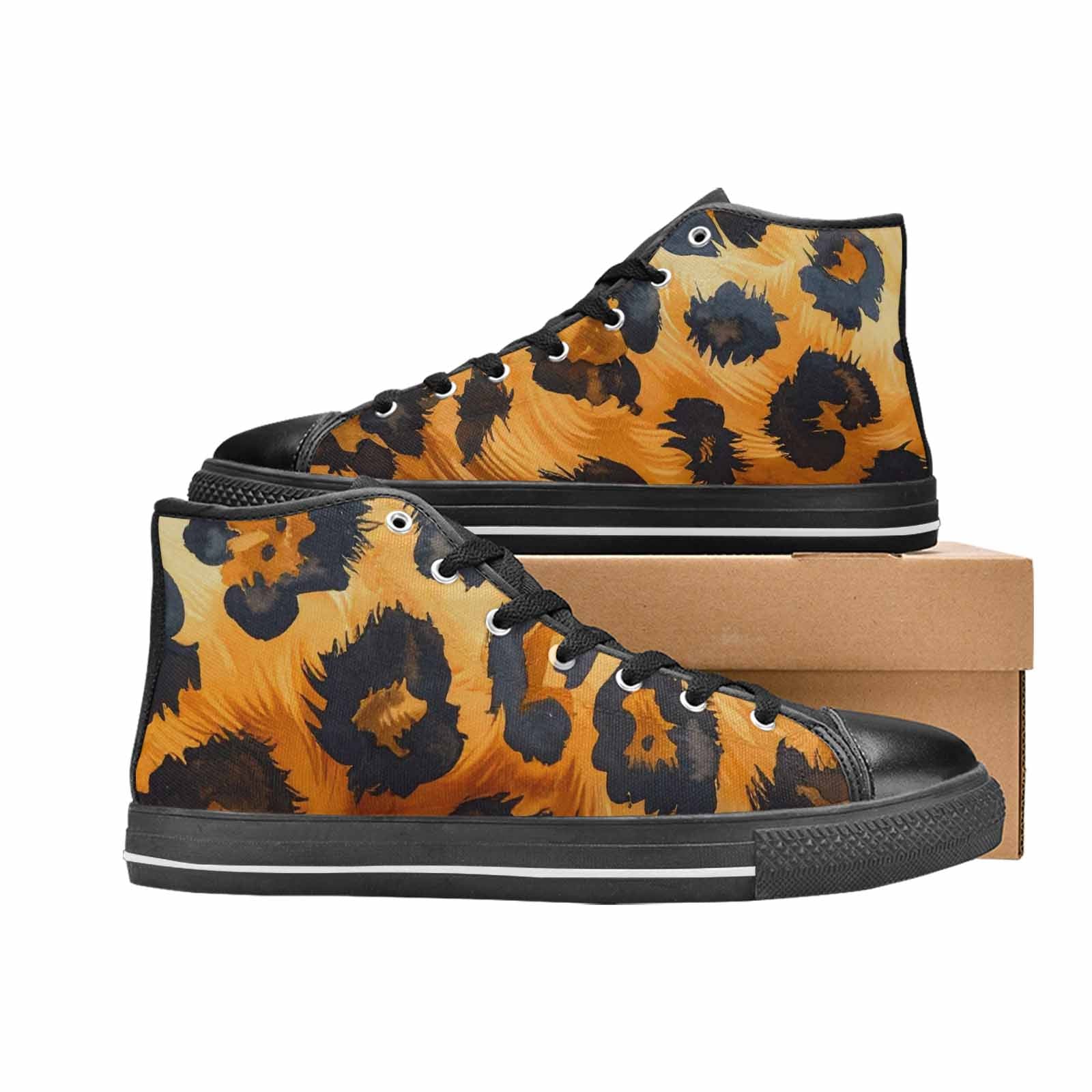 MEN'S Leopard Soft Airbrush Gradient High Top Canvas Grunge Shoes