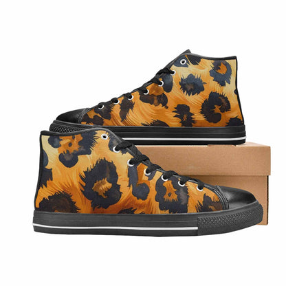 MEN'S Leopard Soft Airbrush Gradient High Top Canvas Grunge Shoes
