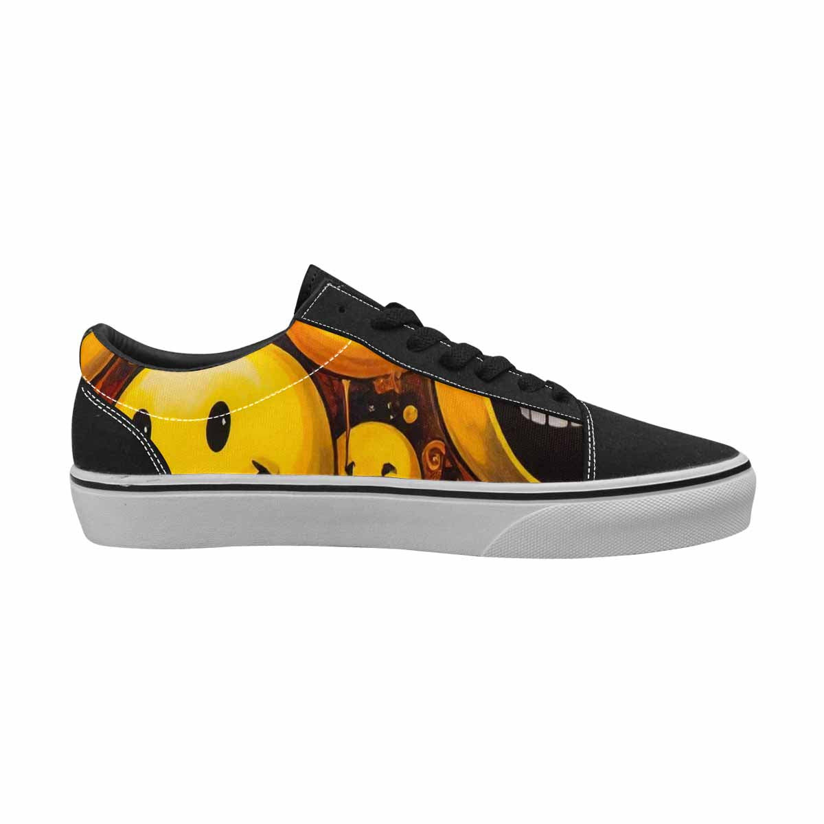WOMEN'S Melting Moon Smiley  Lace-Up Canvas Grunge Custom Shoes
