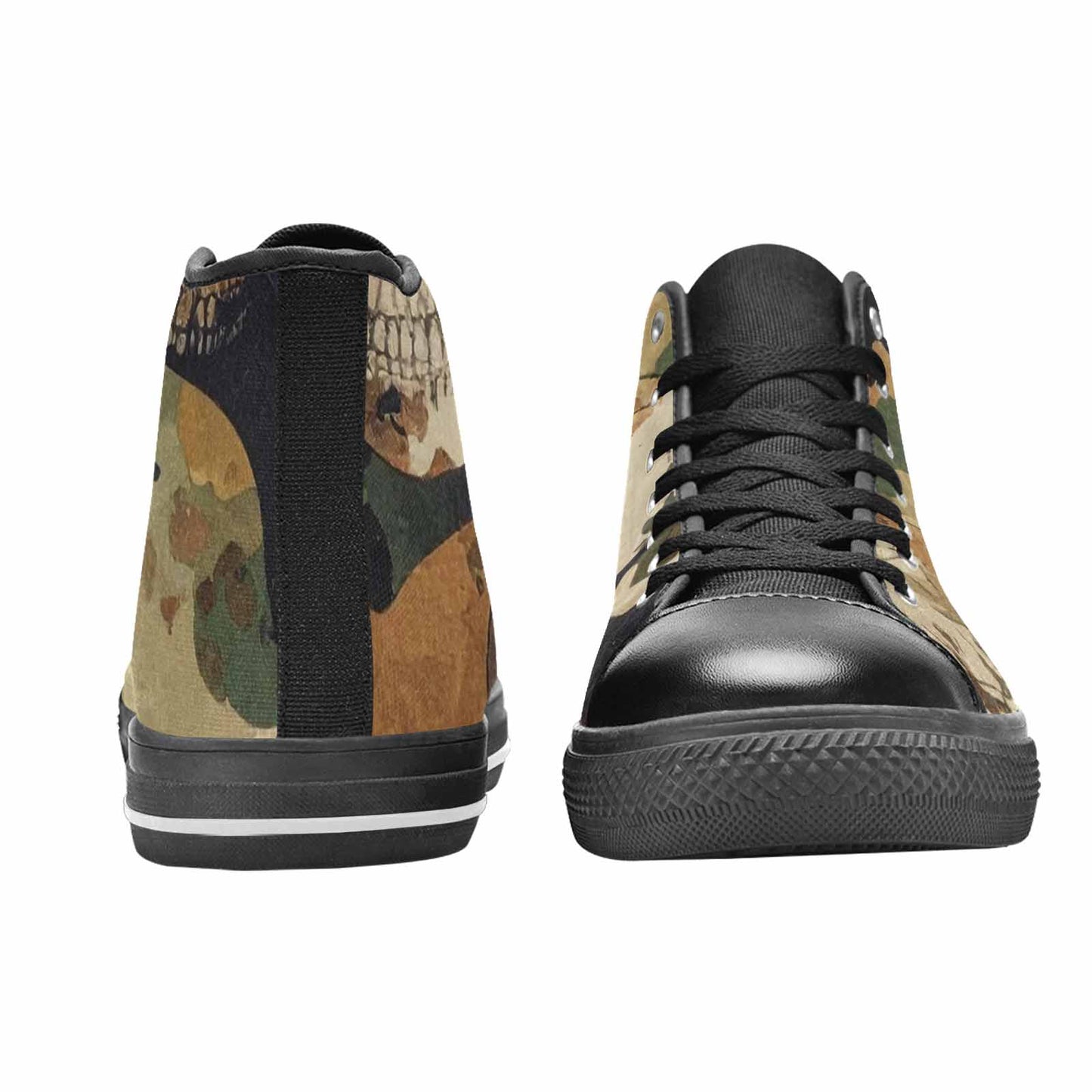 WOMEN'S Military Camo Skull High Top Canvas Y2K Custom Shoes