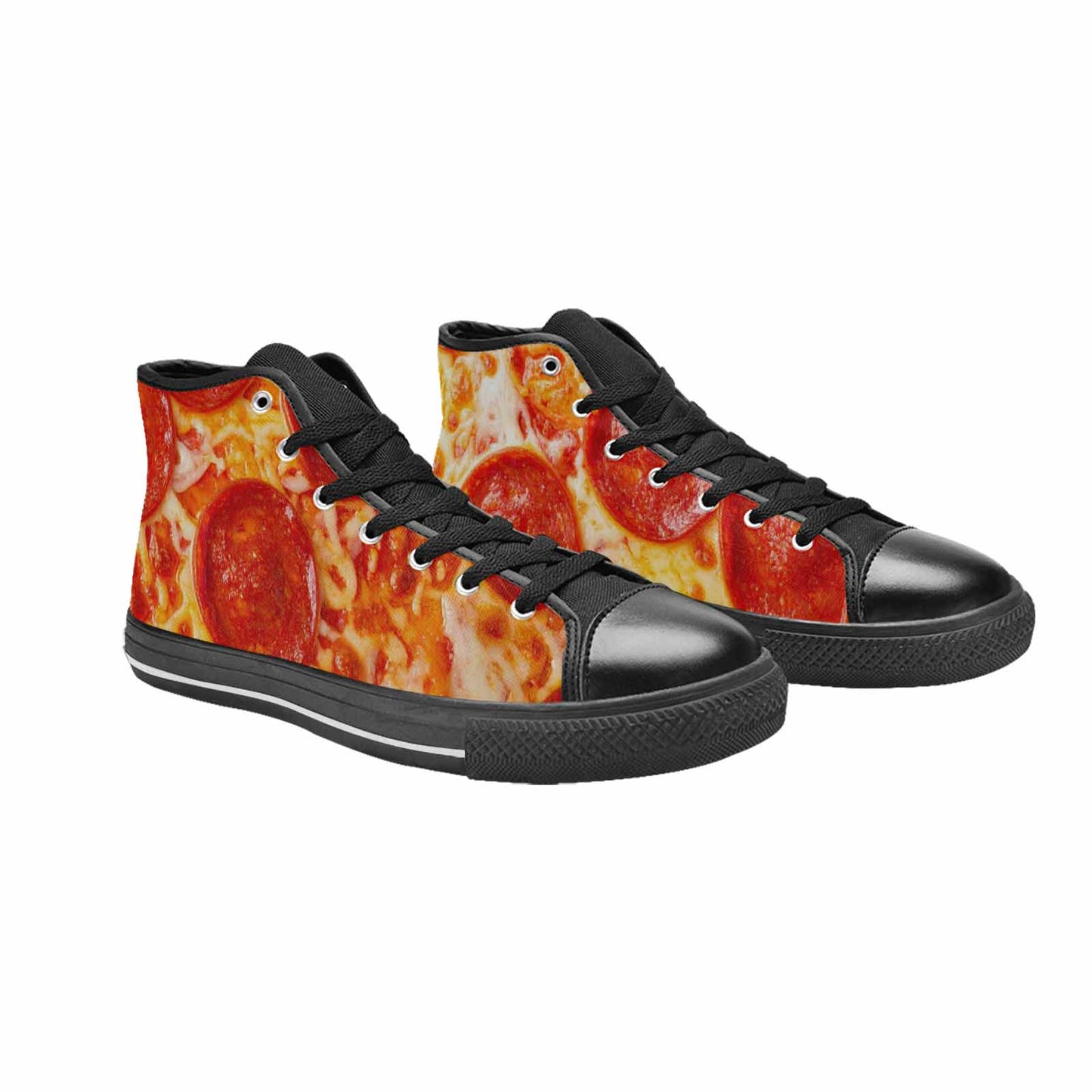 WOMEN'S Pepperoni Pizza Print High Top Canvas Dark Academia Custom Sneakers