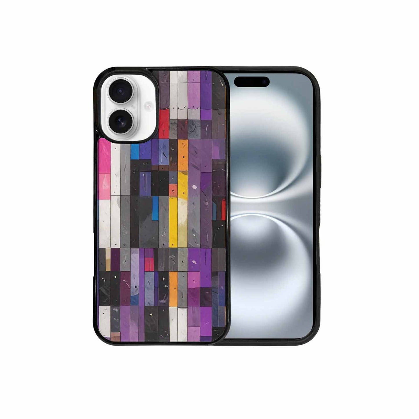 iPhone 16 Plus Case — Asexual Flag Color Theme Small Rainbow, Original Design Phone Case