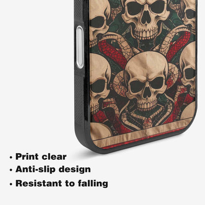iPhone 16 Case — Traditional Tattoo Style Skulls Entwined With, Unique Phone Case Design