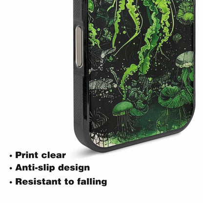 iPhone 16 Pro Max Case — Sea Creature Burst Black Green Ink, Custom Art Phone Cover