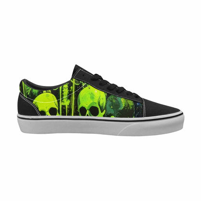 WOMEN'S Skeletons  Neon Green Lace-Up Canvas Grunge Custom Shoes