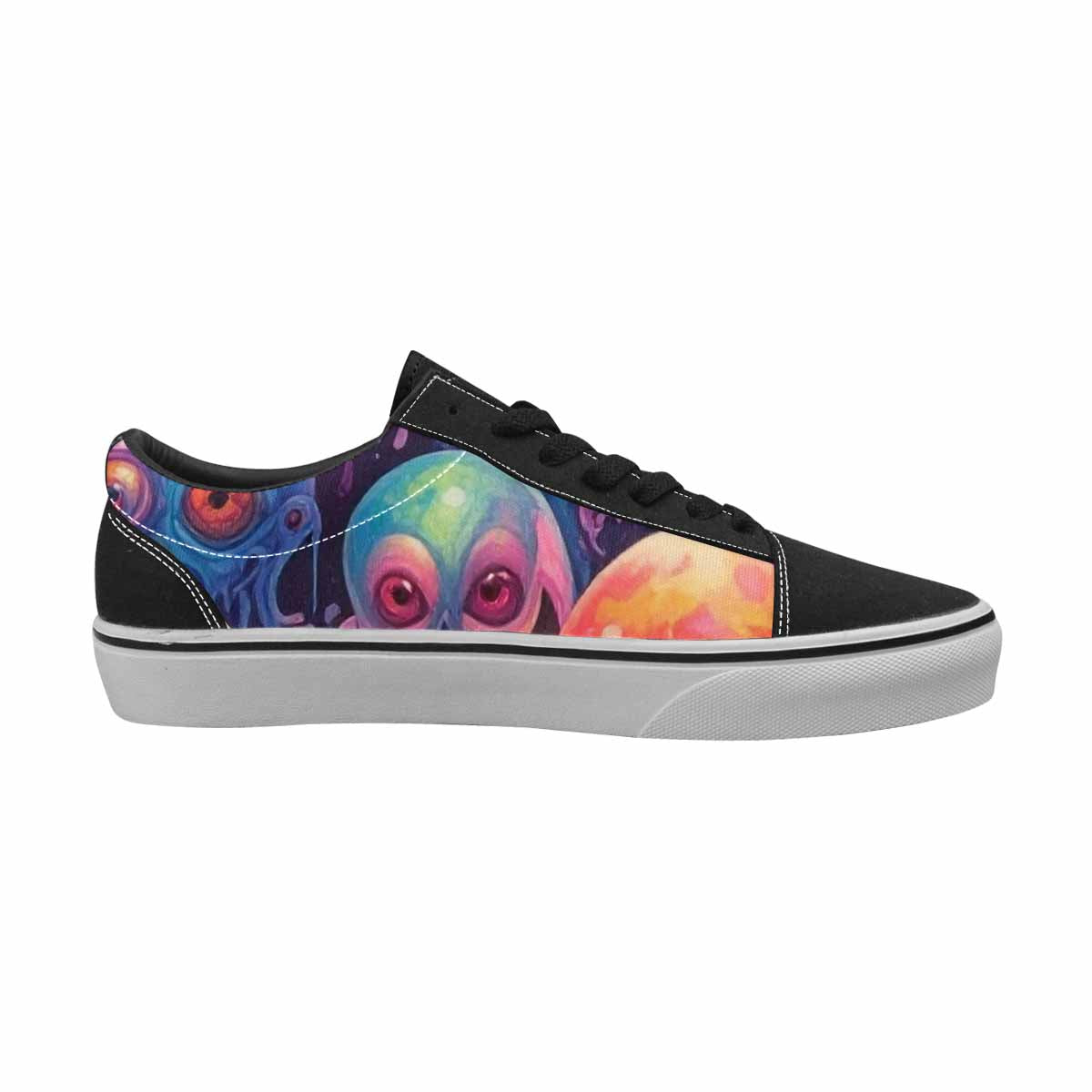 WOMEN'S Aliens  Tie Dye Lace-Up Canvas Kaleidoscope Custom Sneakers