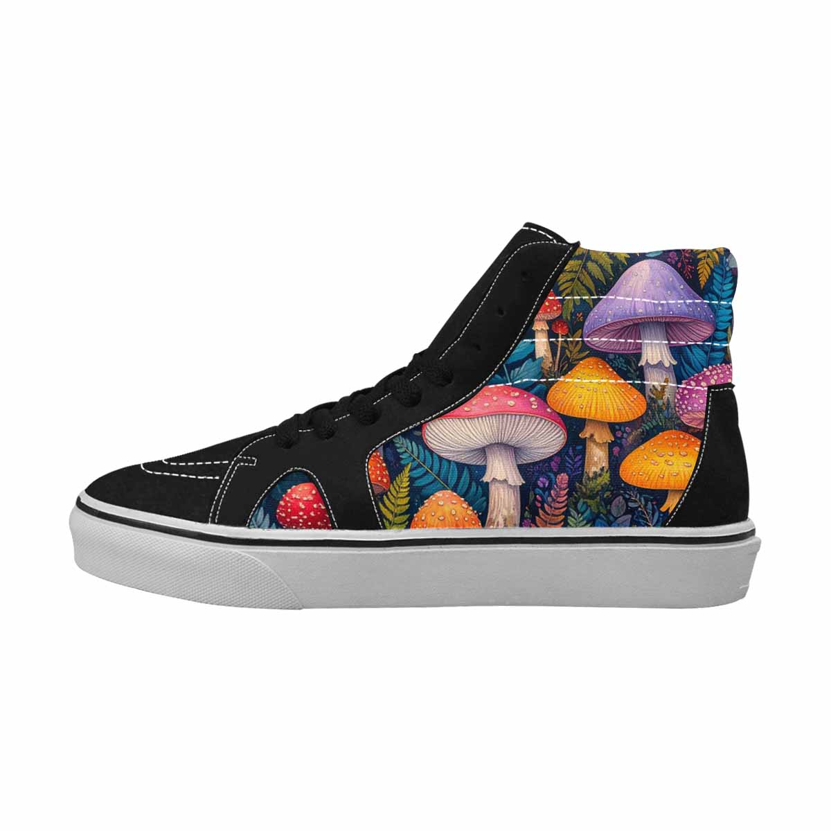 MEN'S Mushrooms  Botanical Mushrooms High Top Canvas Wallpaper Art Sneakers