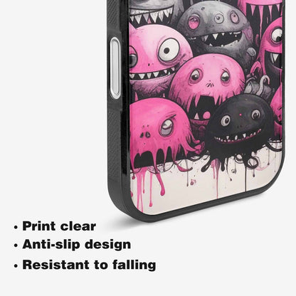 iPhone 16 Case — Monsters General Black Pink Ink Cartoon, Custom Printed Phone Case