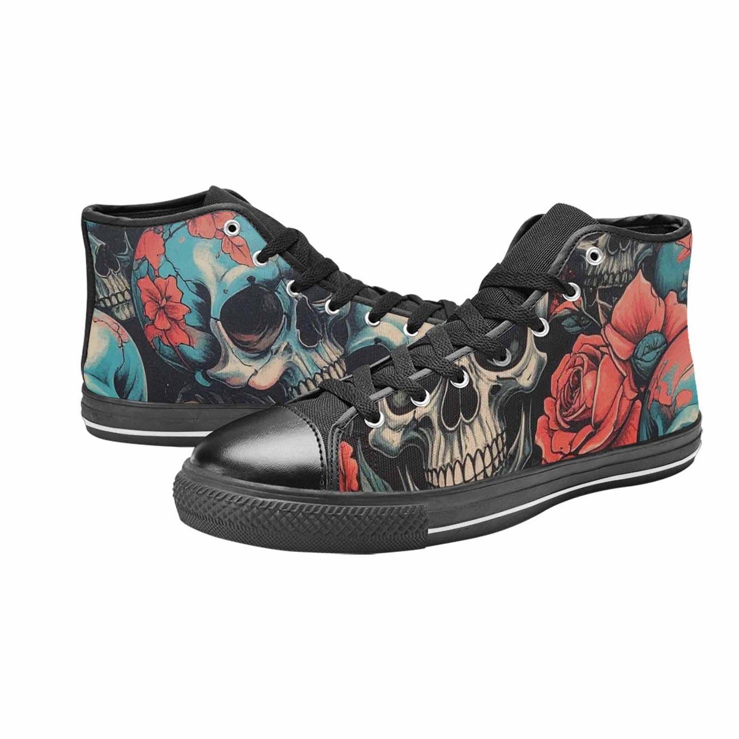 MEN'S Skulls Roses Biker Tattoo High Top Canvas Dark Academia Sneakers