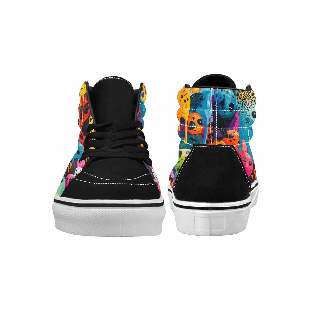 MEN'S Melting Aliens High Top Canvas Vibrant Chaos Custom Sneakers