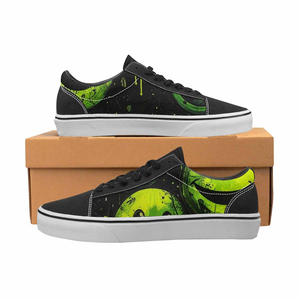 WOMEN'S Melting Moon Smiley Lace-Up Canvas Dreamcore Shoes