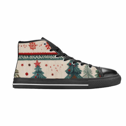 WOMEN'S Christmas Holly Snowflake High Top Canvas Grunge Sneakers