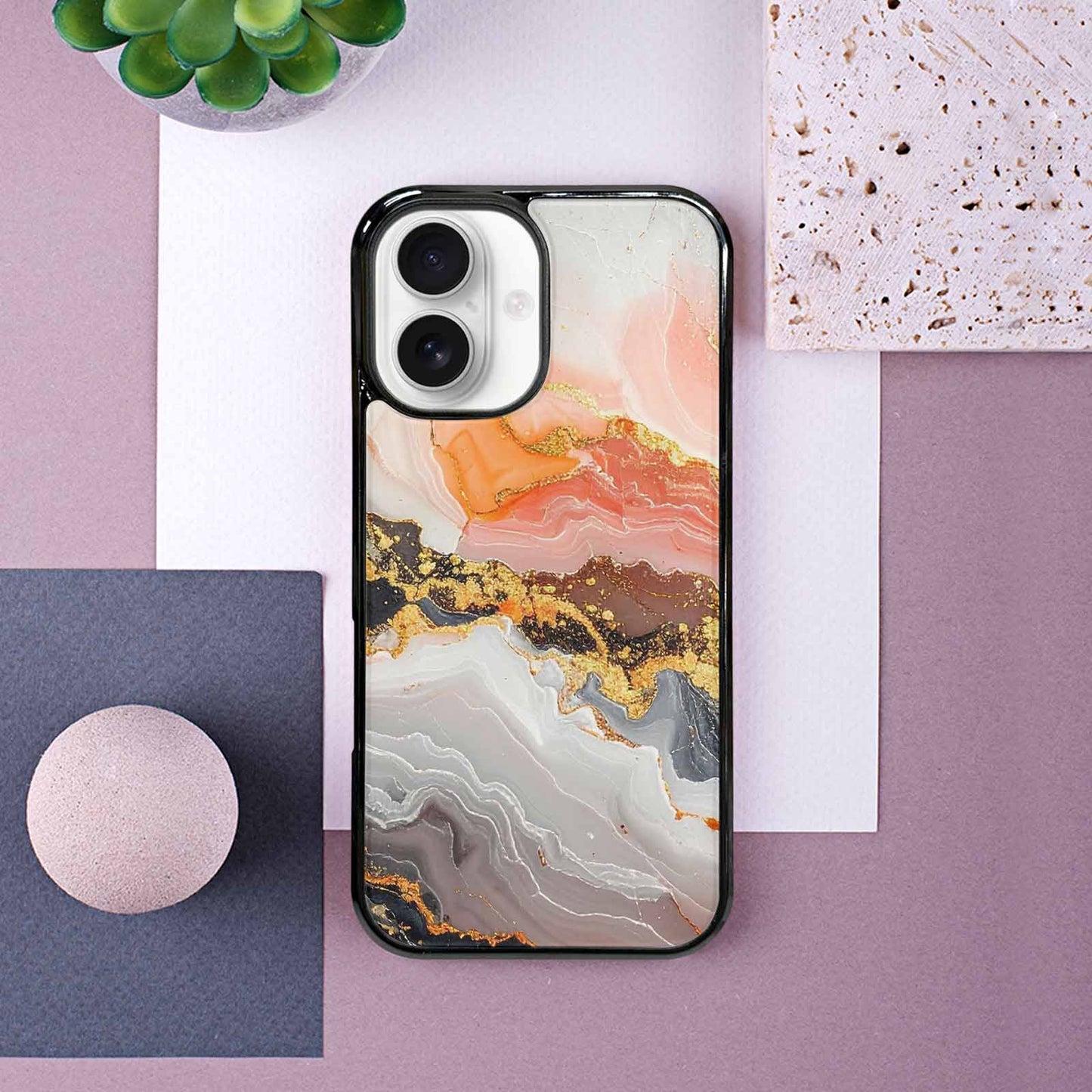 iPhone 16 Case — Marble Vein Marble Veins Pattern Hundreds, Personalized Phone Case