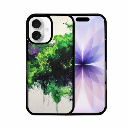 iPhone 17 Case — Black &amp; Green Ink Galaxy Space, Custom Printed Phone Case