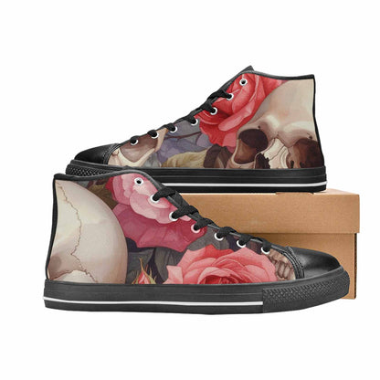 MEN'S Skulls Roses Soft Airbrush High Top Canvas Neon Fantasy Sneakers