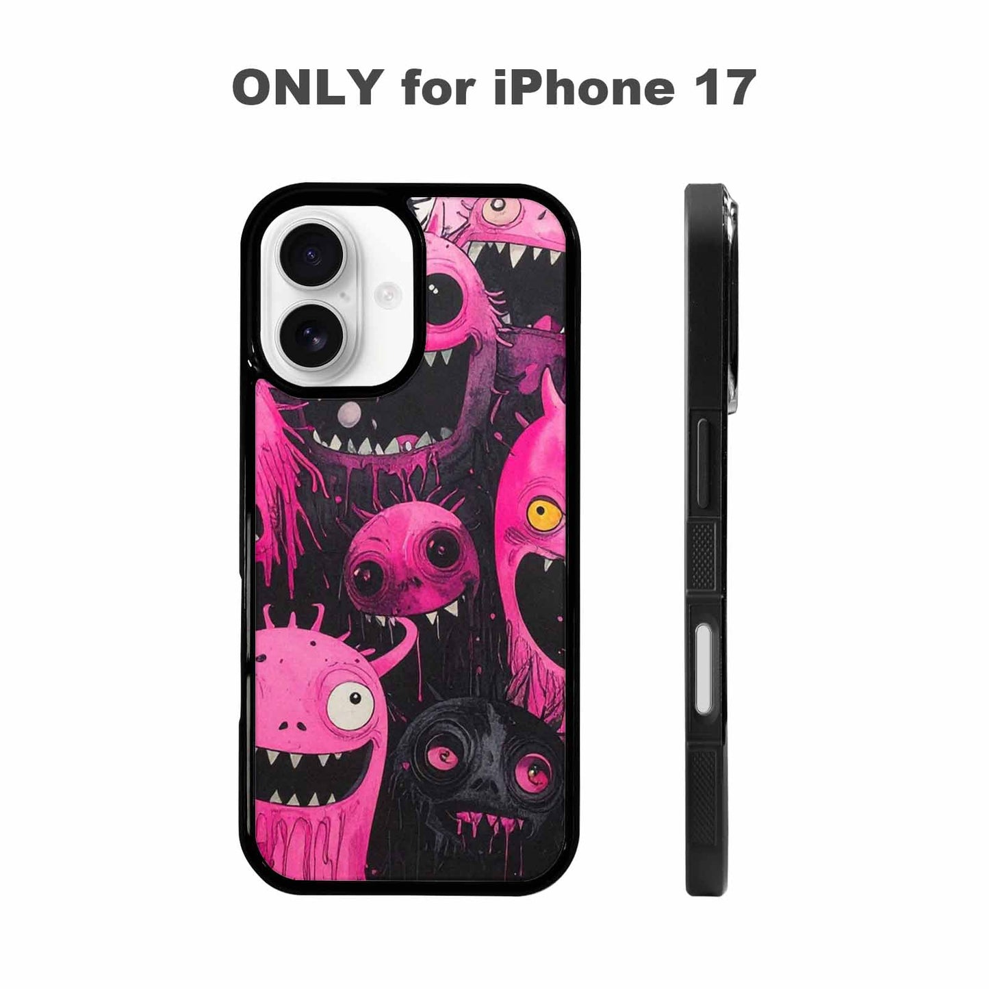 iPhone 17 Case — Black &amp; Pink Ink Cartoon Cute, Custom Printed Phone Case
