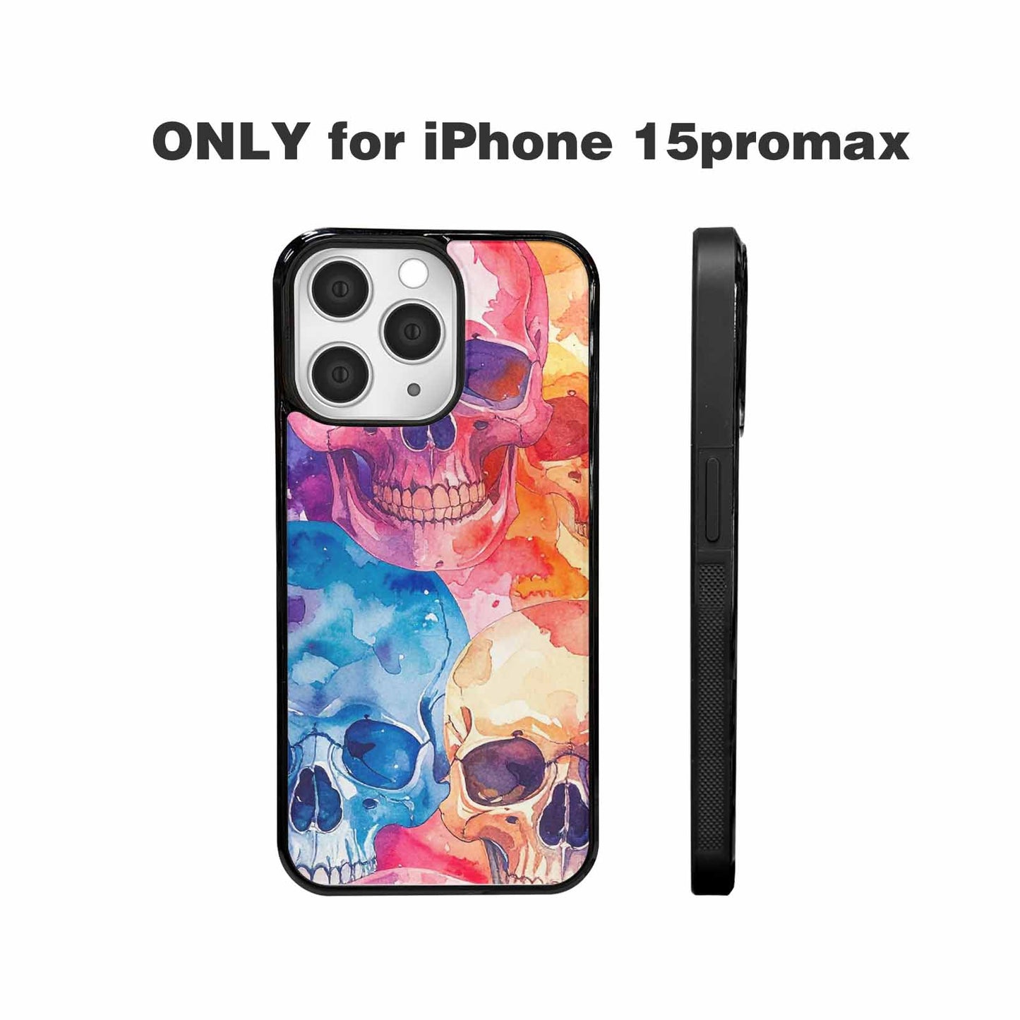 iPhone 15 Pro Max Case — Kulls Watercolor Skulls Small Skull Pattern, Custom Art Phone Cover