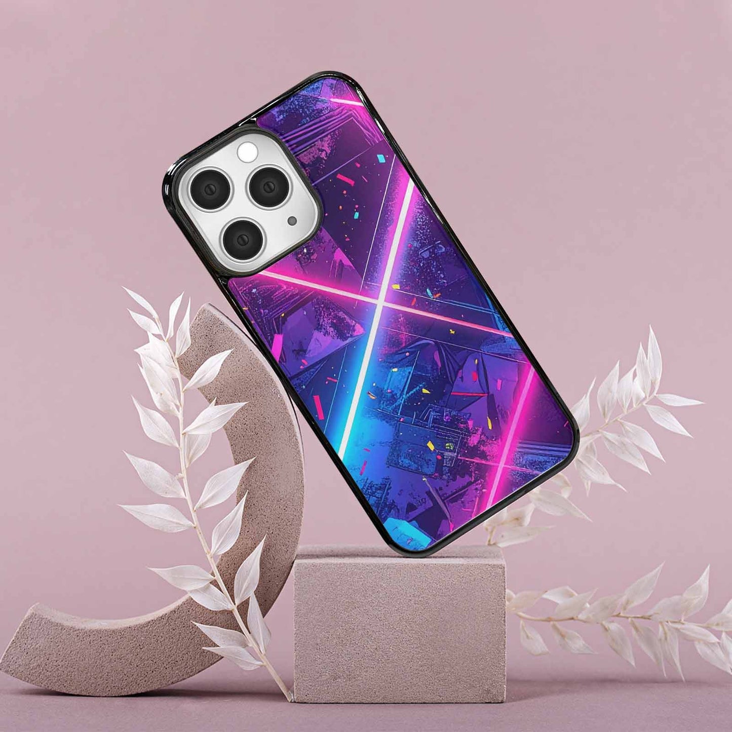 iPhone 15 Pro Max Case — Neon Grid Confetti, Custom Art Phone Cover