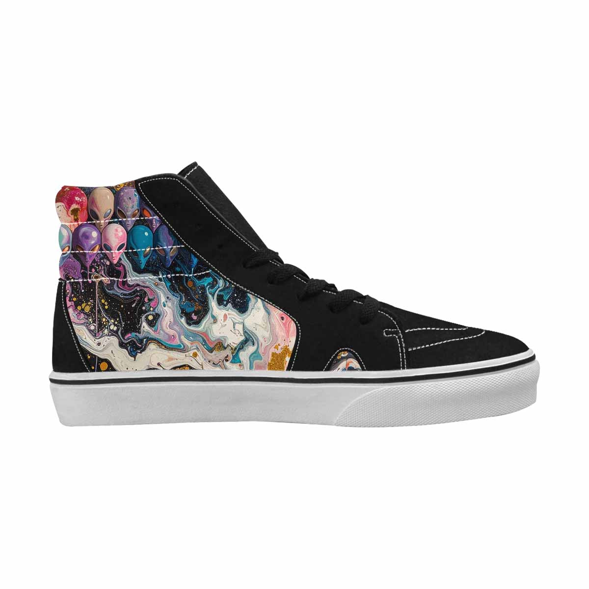 MEN'S Aliens  Marble Aliens High Top Canvas Melting Art Sneakers