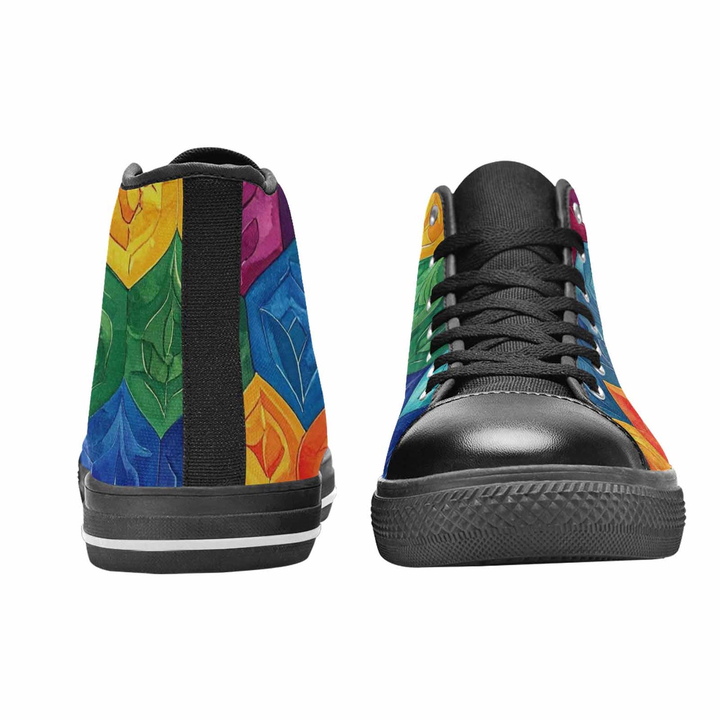 MEN'S Rainbow Pride Flag High Top Canvas Vibrant Chaos Shoes