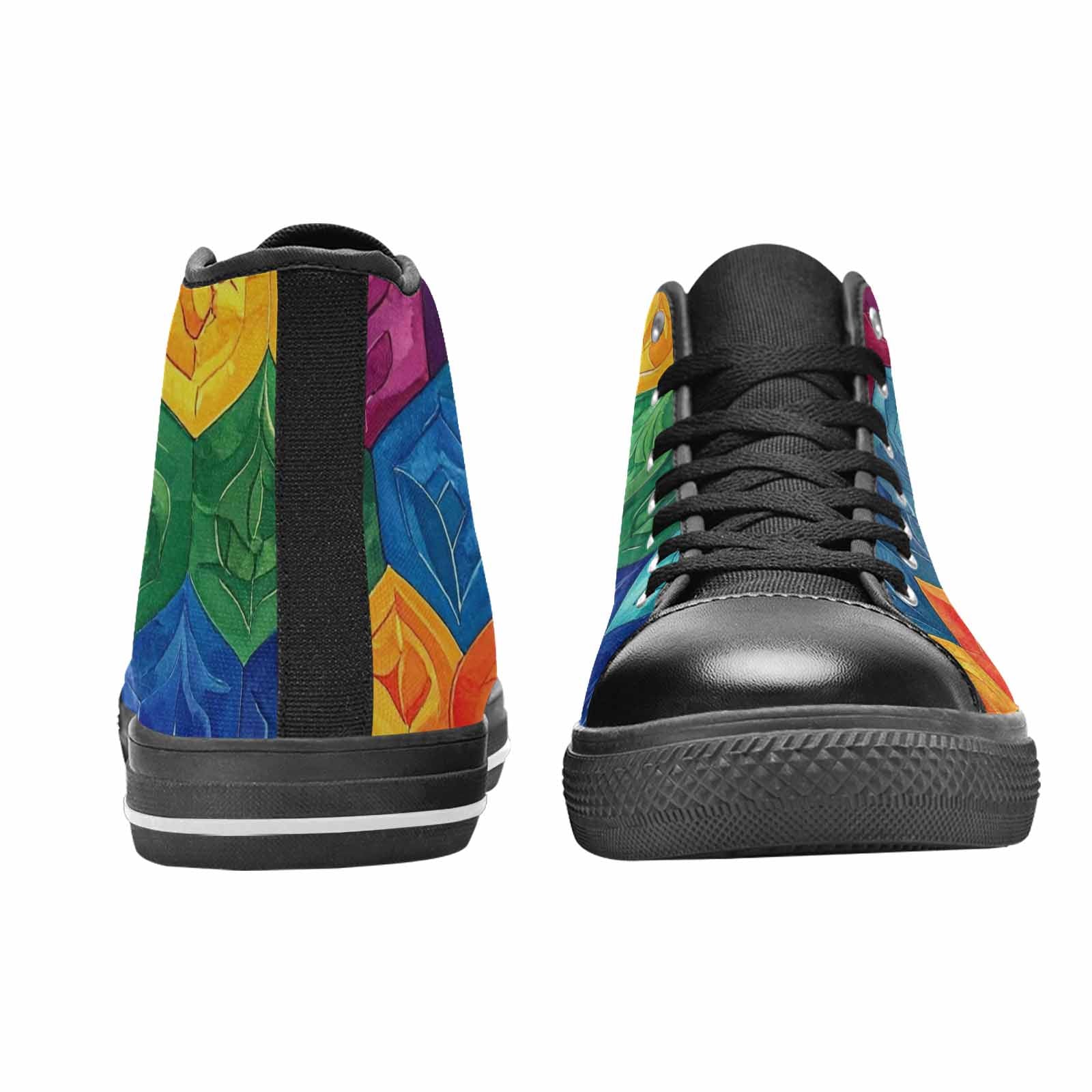 MEN'S Rainbow Pride Flag High Top Canvas Vibrant Chaos Shoes