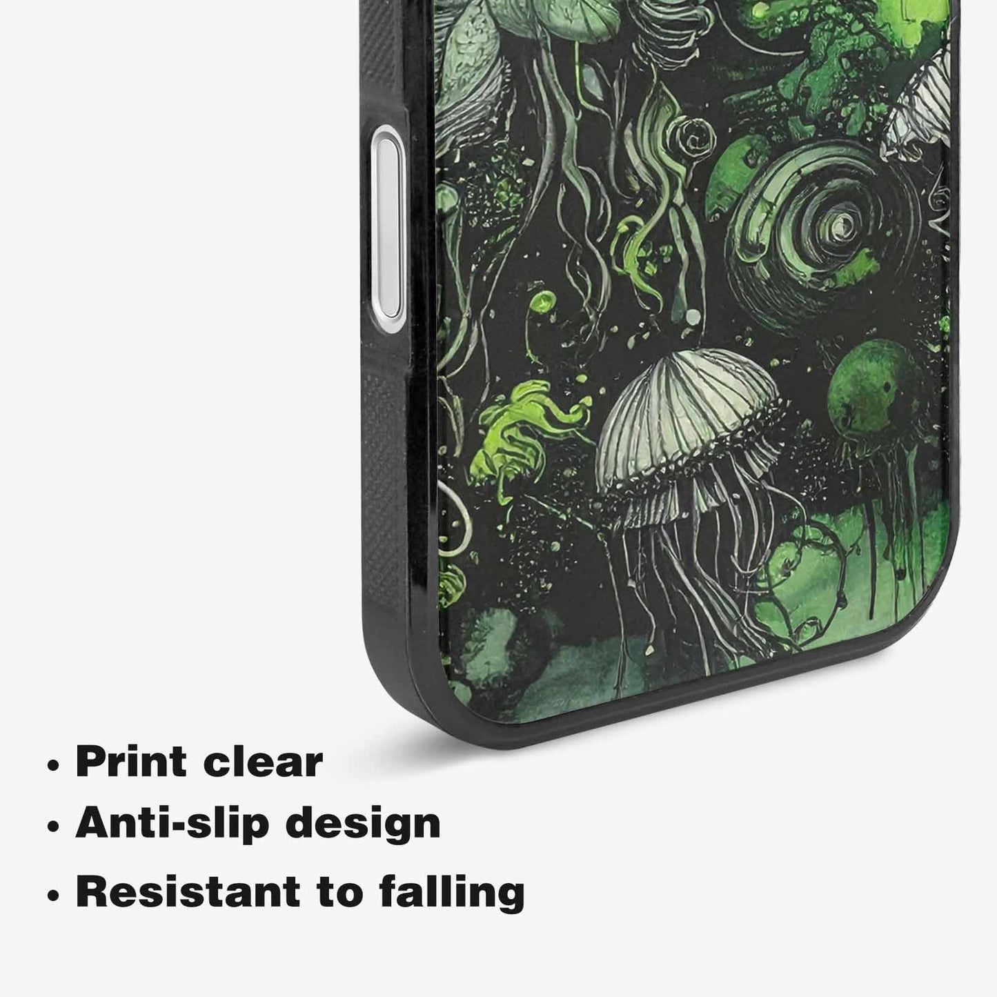 iPhone 16 Case — Sea Creature Burst Black Green Ink, Custom Phone Case