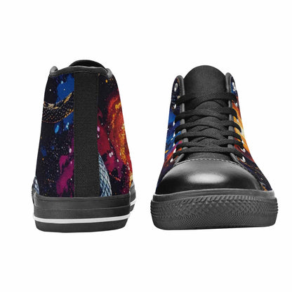 MEN'S Galaxy Snake Print High Top Canvas Dark Academia Custom Sneakers