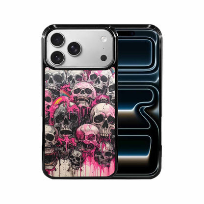 iPhone 17 Pro Max Case — Black &amp; Pink Ink Gothic Skulls, Custom Art Phone Cover
