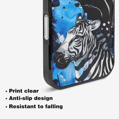 iPhone 16 Plus Case — Animal Print Black Blue Ink Animal, Custom Print Case Cover