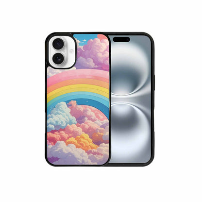 iPhone 16 Plus Case — Cloud And Rainbow Burst Pattern Hundreds, Custom Print Case Cover