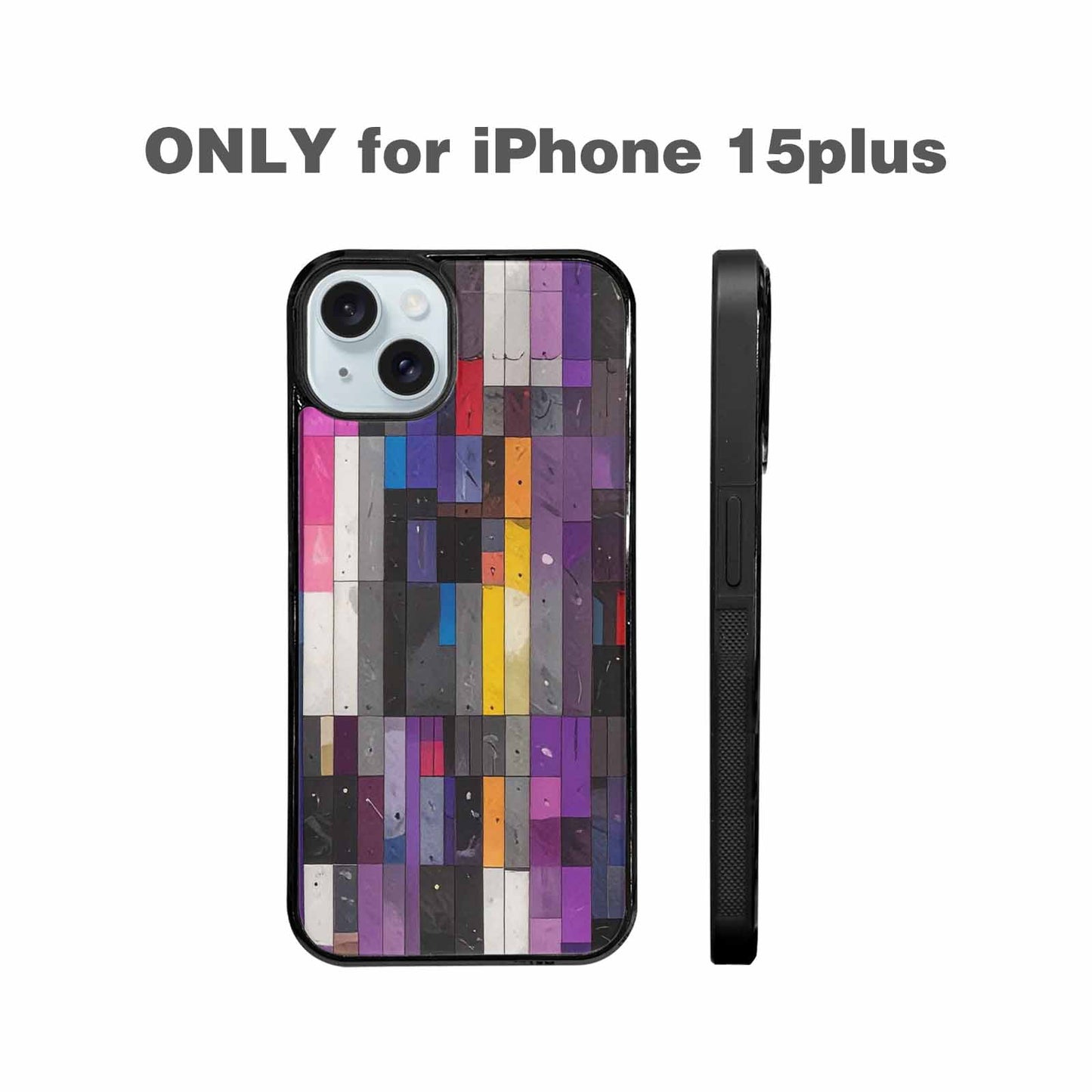 iPhone 15 Plus Case — Asexual Flag Color Theme Small Rainbow, Unique Phone Case Design