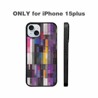 iPhone 15 Plus Case — Asexual Flag Color Theme Small Rainbow, Unique Phone Case Design