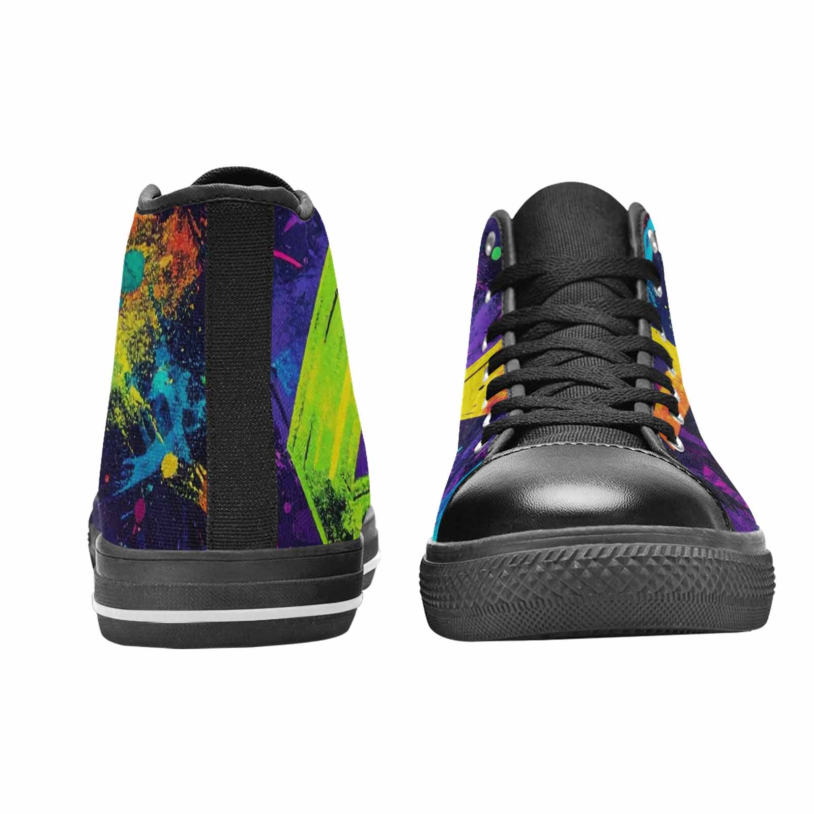 MEN'S Memphis Squiggles Triangles Dots High Top Canvas Wallpaper Art Sneakers