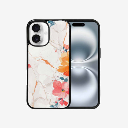 iPhone 16 Case — Marble Floral, Unique Phone Case Design